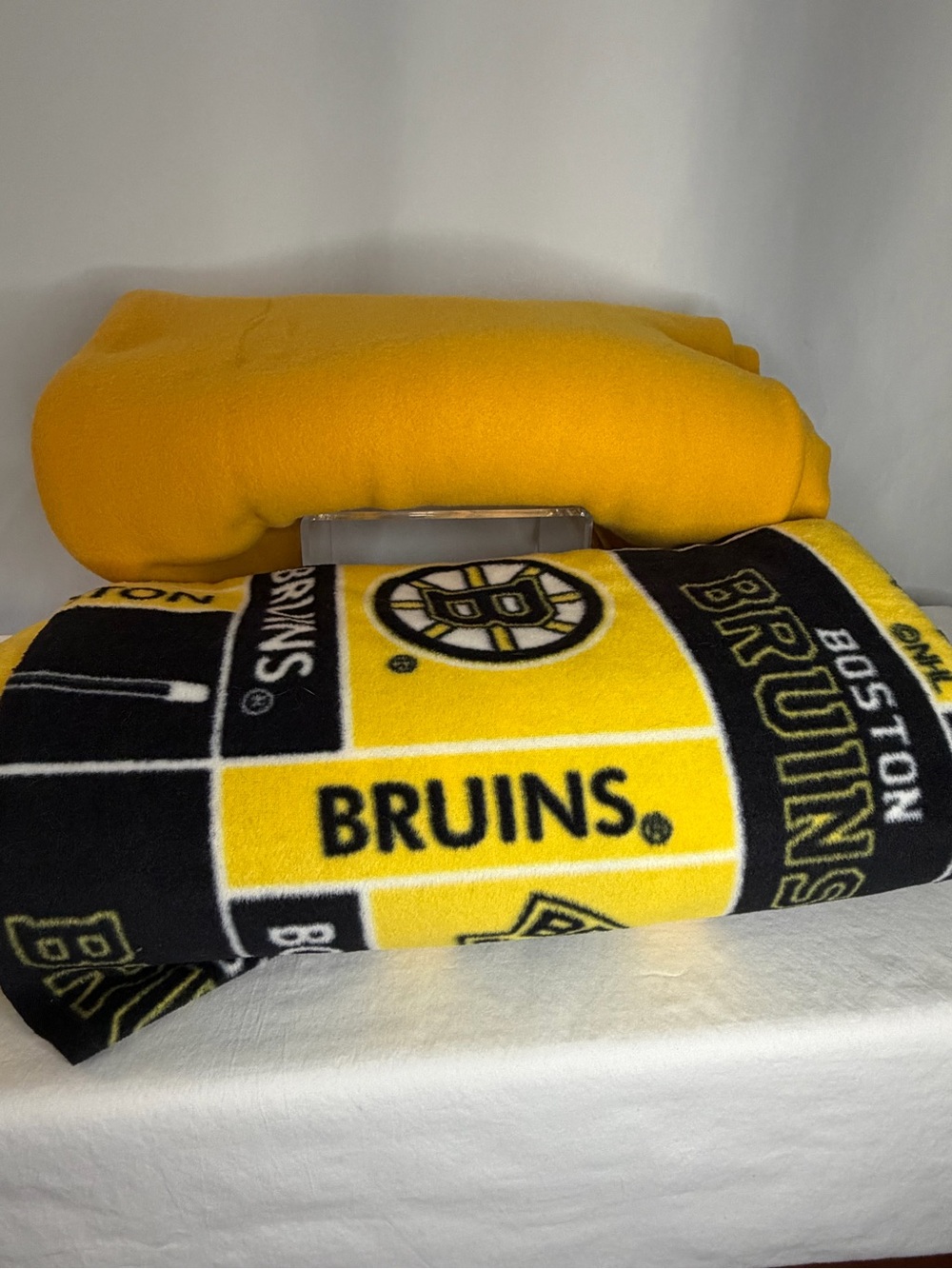 Boston Bruins Fleece and Yellow Fleece for Tie Blanket
